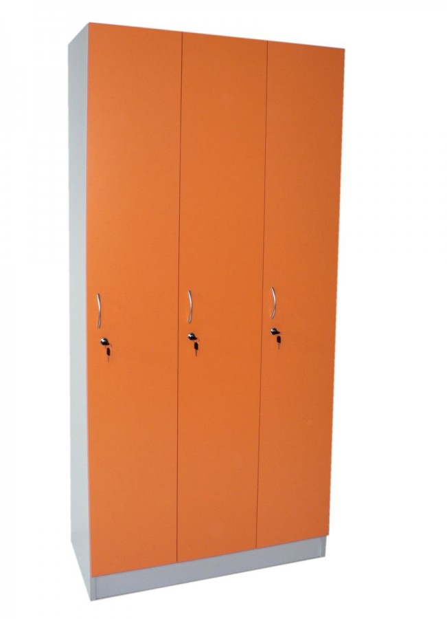 Šatní skříň dřevěná 3.dílná Oranžová
